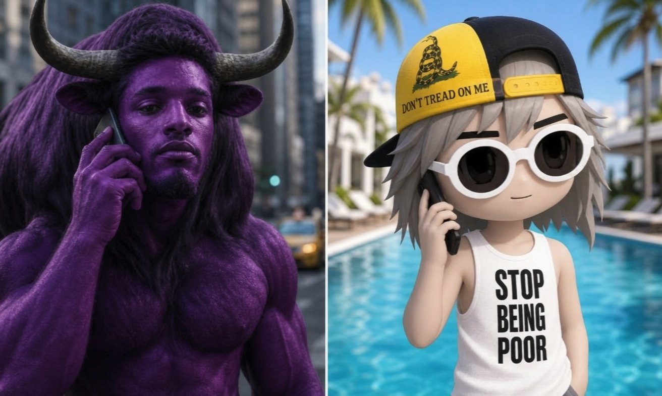 Purple Bull on the phone